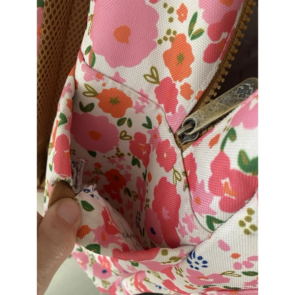 Lucky Brand Backpack White Background Pink & Orange Flowers